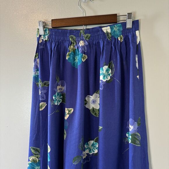 Vintage Southern Lady Midi Skirt Blue Floral Cottagecore Granny 80’s Med… - Picture 4 of 6